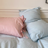 Qfdian Pastel Pillowcase With Ties Bedding Set