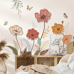 Bohemian Chic Floral Wall Decal - Easy Peel & Stick, PVC Material, Perfect For Living Room, Bedroom, And Tv Backdrop Decor