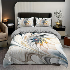 3-Piece Luxury Marble Print Duvet Cover Set - Ultra-Soft & Comfortable Bedding with 1 Duvet Cover and 2 Pillowcases, Ideal for Bedroom & Guest Room Enhancements