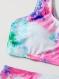 Two Pieces Tie Dye Casual Bikini Sets - Flattering Round Neckline, Comfortable High Waist Design, High Cut Leg for Maximum Coverage - Stylish Womens Swimwear for Beach and Pool, Versatile Clothing for Water Activities