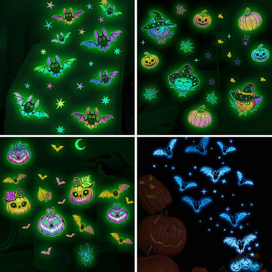 Ghost Bat Spider Halloween Glow-In-The-Dark Sticker, Bat Glow-In-The-Dark