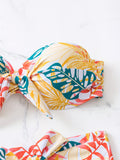 Tropical Print Bikini Set for Women, High-Waisted Sexy Two-Piece Swimsuit with Tie-Front Top, Beachwear Summer Swimwear