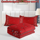 3-Piece Boho Red Paisley Quilt Set - Soft & Breathable All-Season Comfort - Perfect for Home & Dorm