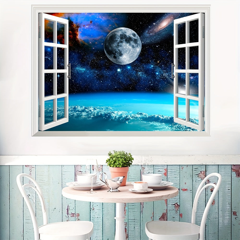 3D Galaxy Wall Art, 23.62x35.43inch, Classic Style, PVC Material, Glass Finish, Reusable, Fantasy Theme, Rectangular, Matte, Multi-Surface, Self-Adhesive, No Power Required, Wall Decal for Bedroom, Living Room Decor