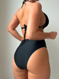 2 Piece Set Bikini - Sexy Halter V Neck Tie Back Backless High Waist Swimsuit with Triangle Top - Comfortable Women's Swimwear & Clothing for Summer Beach Vacation