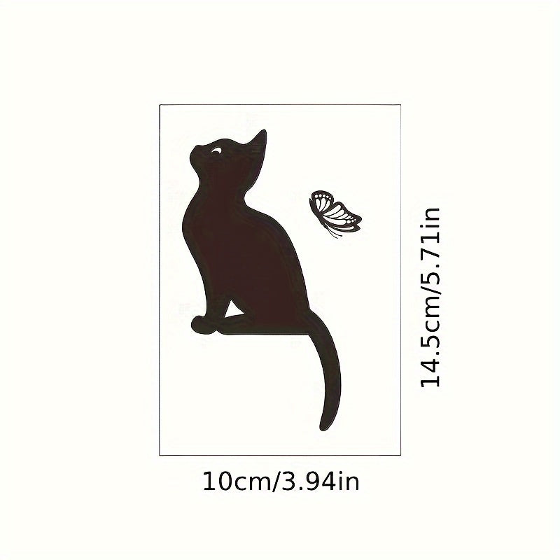 4pcs Cartoon Cat & Butterfly Wall Decals - Removable, Waterproof Vinyl Stickers For Switches And Home Decor, Easy Peel & Stick, 3.94X5.71 Inches