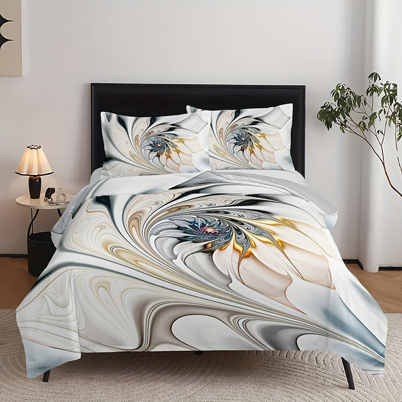 3-Piece Luxury Marble Print Duvet Cover Set - Ultra-Soft & Comfortable Bedding with 1 Duvet Cover and 2 Pillowcases, Ideal for Bedroom & Guest Room Enhancements