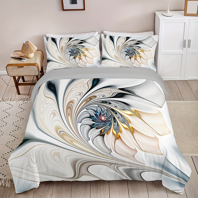 3-Piece Luxury Marble Print Duvet Cover Set - Ultra-Soft & Comfortable Bedding with 1 Duvet Cover and 2 Pillowcases, Ideal for Bedroom & Guest Room Enhancements