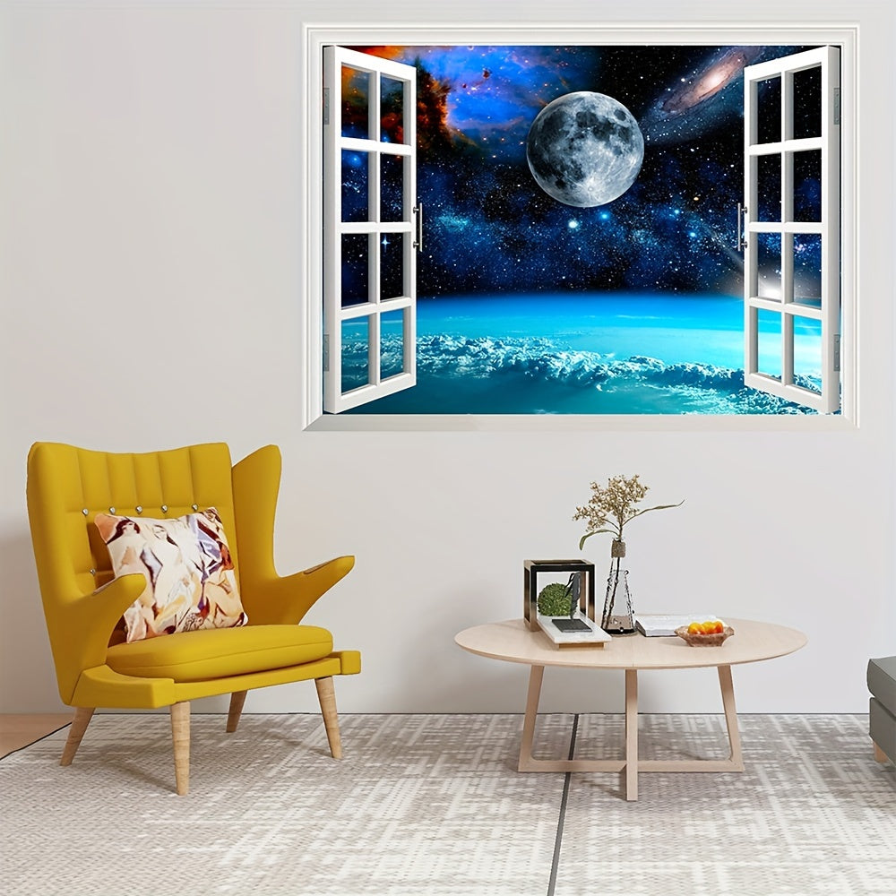 3D Galaxy Wall Art, 23.62x35.43inch, Classic Style, PVC Material, Glass Finish, Reusable, Fantasy Theme, Rectangular, Matte, Multi-Surface, Self-Adhesive, No Power Required, Wall Decal for Bedroom, Living Room Decor