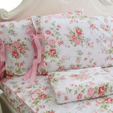 Elegant 4pc Rose Floral Cotton Sheet Set - Soft, Breathable Comfort - Complete Bedding Solution for Bedrooms & Guest Rooms
