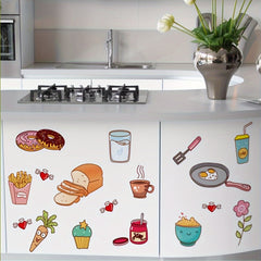 Kitchen Decoration: Food Print Wall Stickers - Removable, Self-Adhesive, Shape and Stripe Design, Perfect for DIY Kitchen Decor