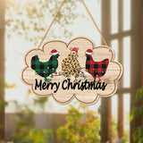 Merry Christmas Chick & Wreath Sign - Vintage Acrylic Holiday Decor, Animal Theme, Easy-Hang Craft Supplies for Festive Home Decoration