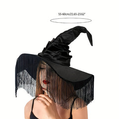 1pc, Halloween Ruched Witch Hat Wizard Hat For Women Men Cosplay Costume For Halloween Masquerade Party Costume Accessory