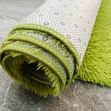 Qfdian Green Grass Fluffy Carpet