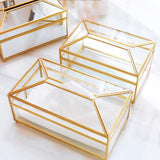 Qfdian Elegance Nordic Gold Lining Glass Tissue Box