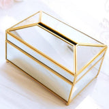 Qfdian Elegance Nordic Gold Lining Glass Tissue Box