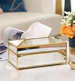 Qfdian Elegance Nordic Gold Lining Glass Tissue Box