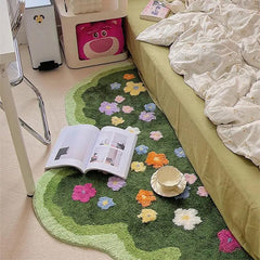 Qfdian Green Blooming Lawn Accent Rug