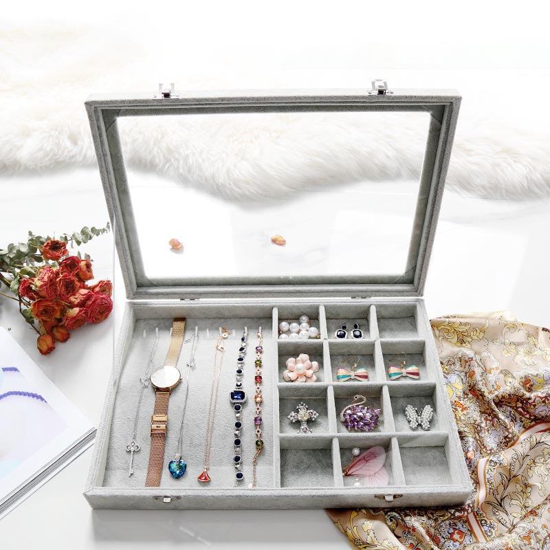 Qfdian Velvet Drawer Jewelry Organizer Box