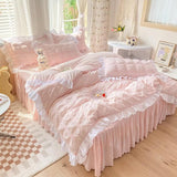 Qfdian Kawaii Ruffle Bedding Set