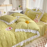 Qfdian Kawaii Ruffle Bedding Set