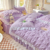 Qfdian Kawaii Ruffle Bedding Set