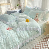 Qfdian Kawaii Ruffle Bedding Set