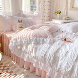 Qfdian Kawaii Ruffle Bedding Set