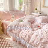 Qfdian Kawaii Ruffle Bedding Set