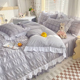 Qfdian Kawaii Ruffle Bedding Set