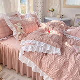 Qfdian Kawaii Ruffle Bedding Set