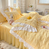 Qfdian Kawaii Ruffle Bedding Set