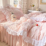 Qfdian Kawaii Ruffle Bedding Set