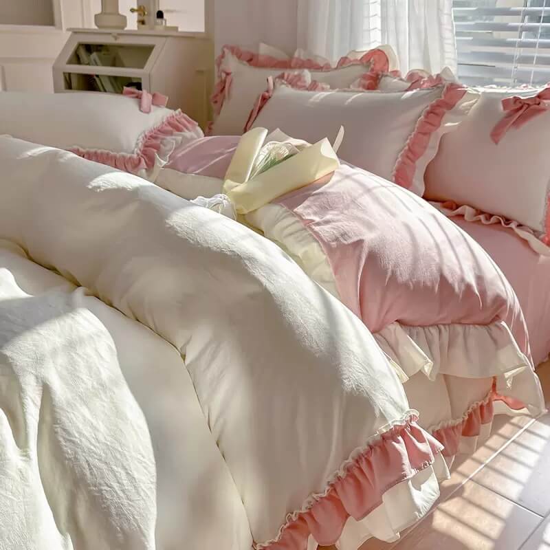 Qfdian Kawaii Princess Korean Bedding Set