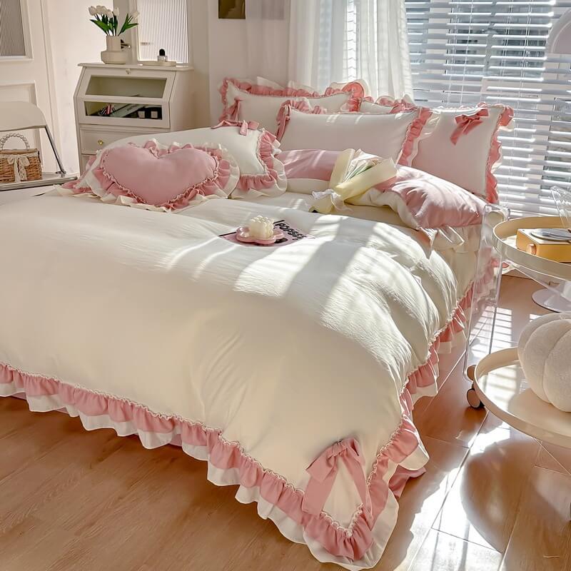 Qfdian Kawaii Princess Korean Bedding Set