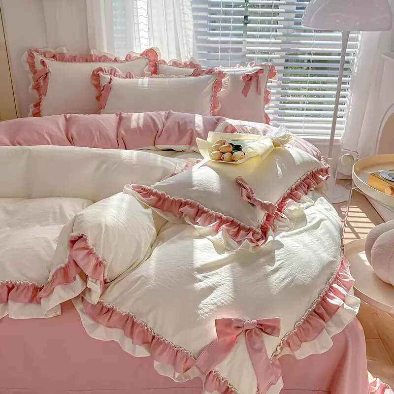 Qfdian Kawaii Princess Korean Bedding Set