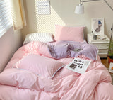 Qfdian Pastel Lace Edge Bedding Set