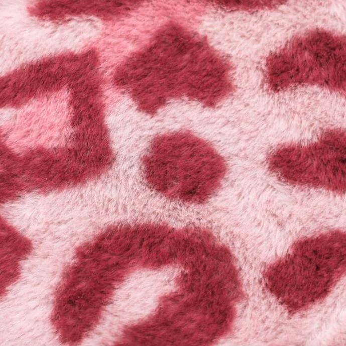 Qfdian Pink Leopard Furry Accent Rug