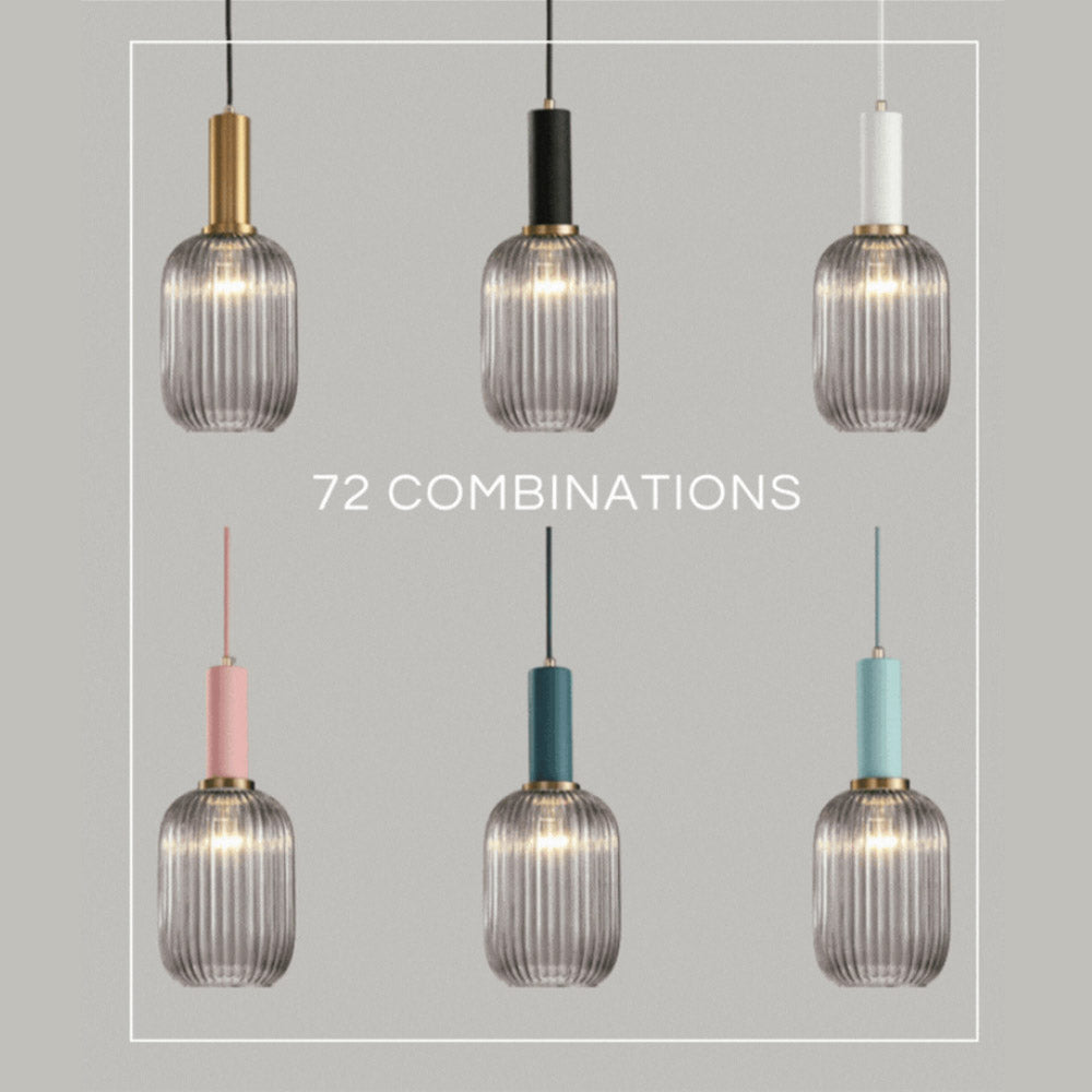 Qfdian Nordic Fluted Glass Pendant Lights