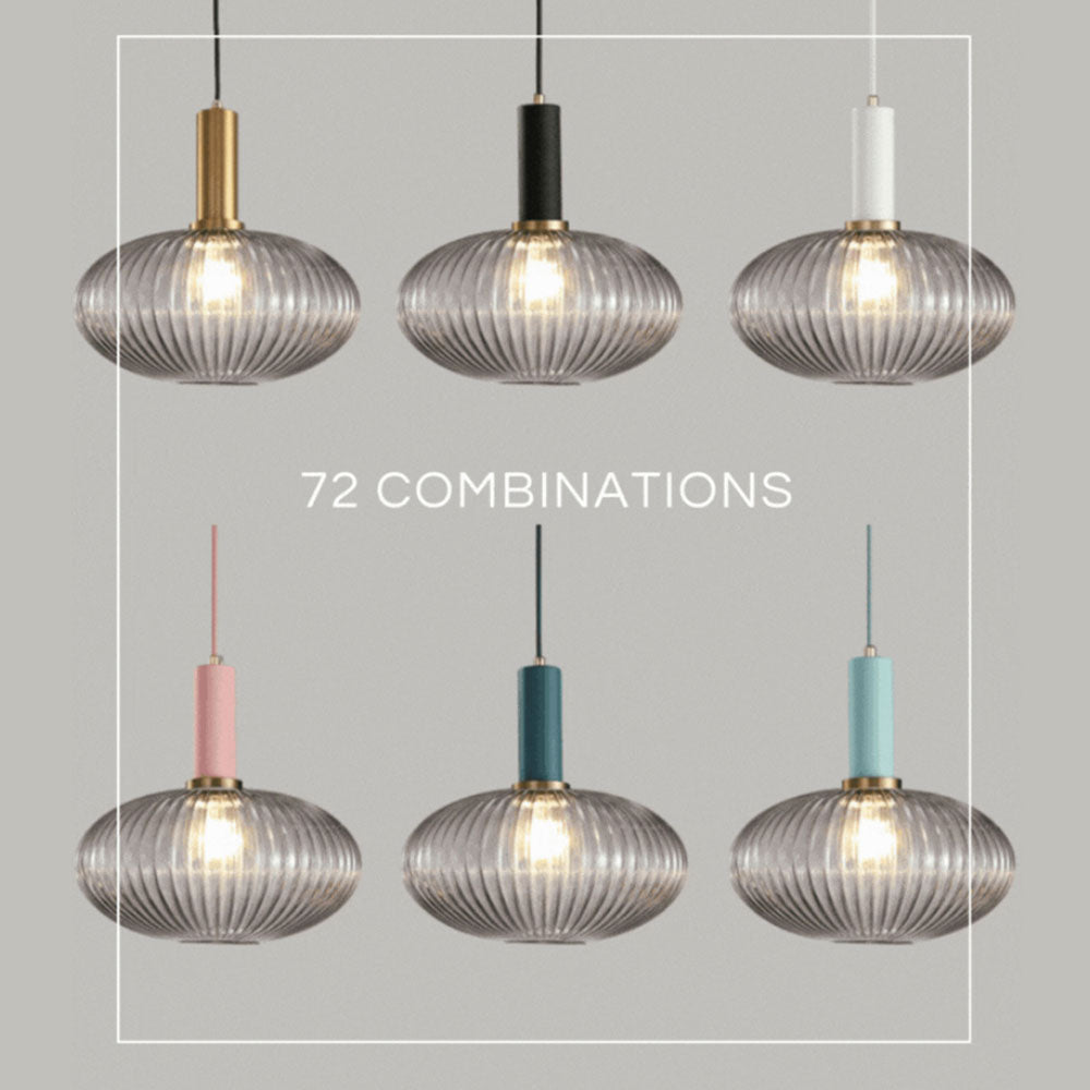 Qfdian Nordic Fluted Glass Pendant Lights