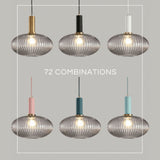 Qfdian Nordic Fluted Glass Pendant Lights