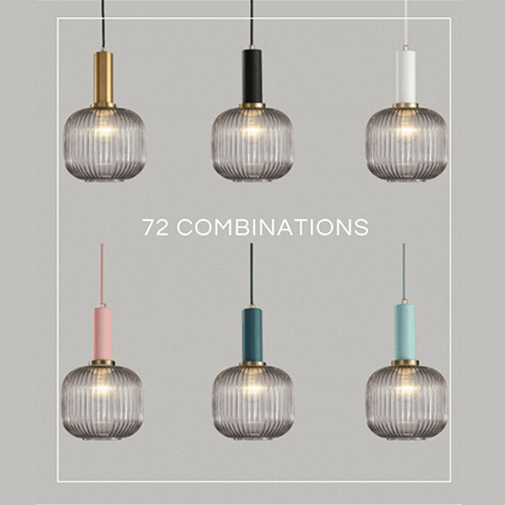 Qfdian Nordic Fluted Glass Pendant Lights