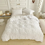 Qfdian Ruffle Flower Duvet Cover Set