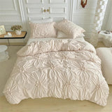 Qfdian Ruffle Flower Duvet Cover Set