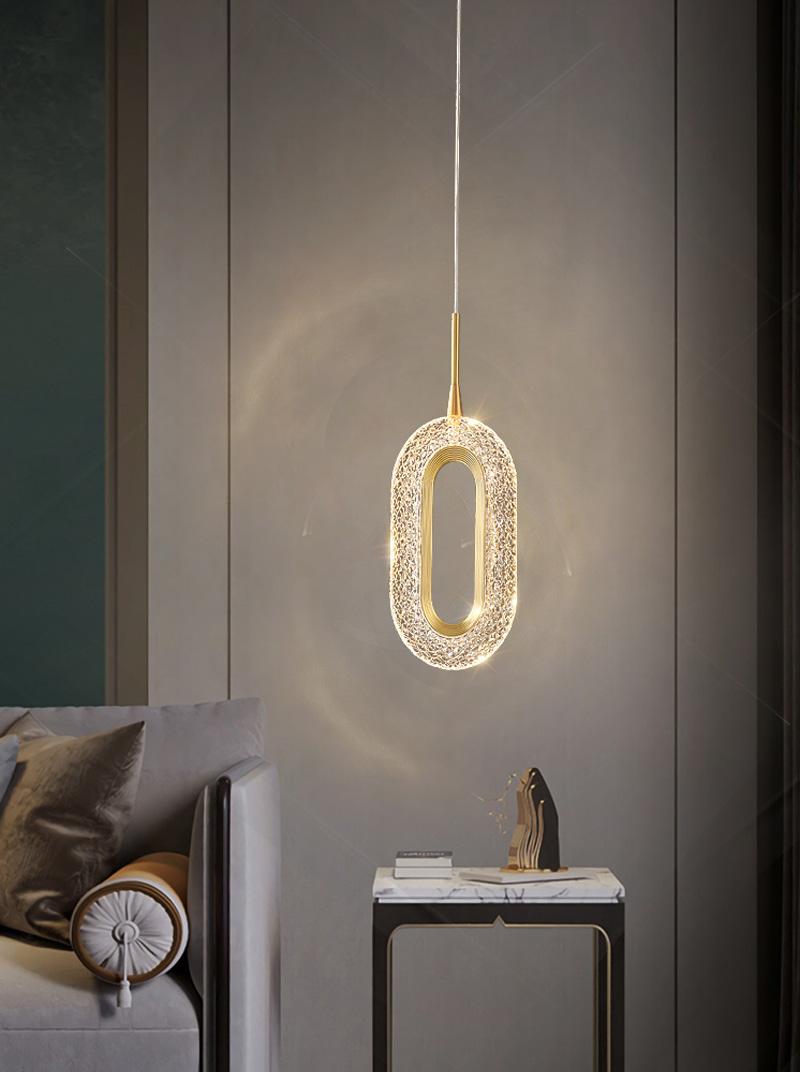 Qfdian Luxurious Diamond Ring Gold Pendant Light