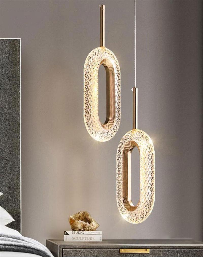 Qfdian Luxurious Diamond Ring Gold Pendant Light