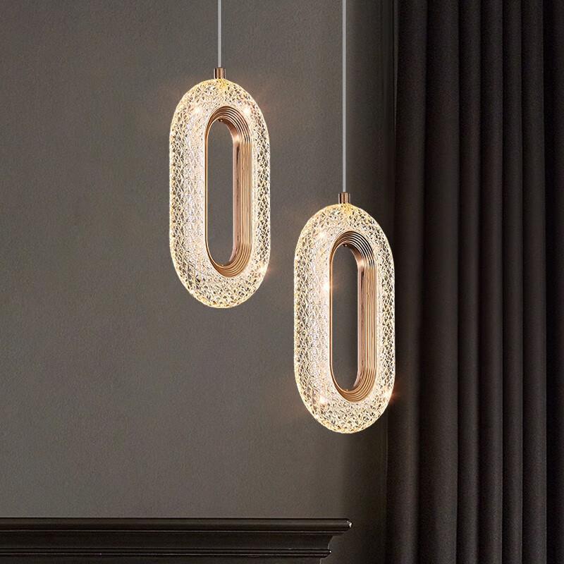 Qfdian Luxurious Diamond Ring Gold Pendant Light