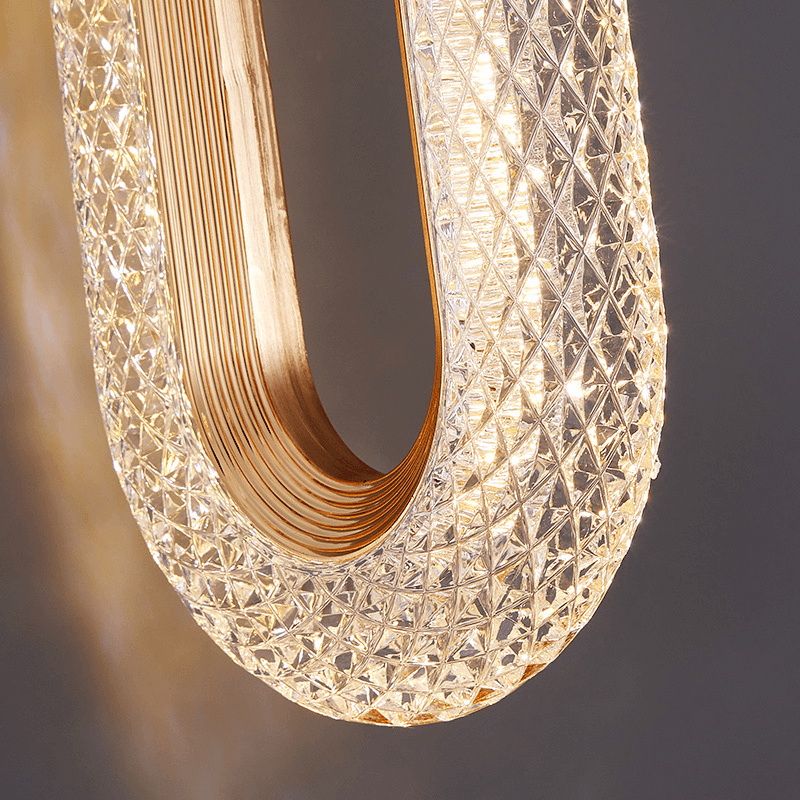 Qfdian Luxurious Diamond Ring Gold Pendant Light