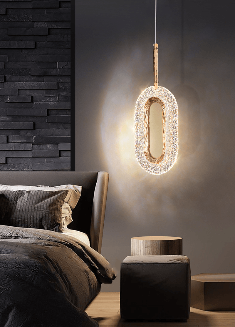 Qfdian Luxurious Diamond Ring Gold Pendant Light