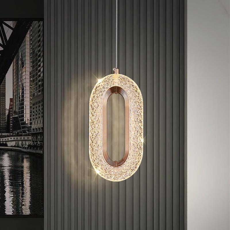 Qfdian Luxurious Diamond Ring Gold Pendant Light